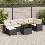 vidaXL Set mobilier de grădină cu perne, 8 piese, negru, poliratan 3327066