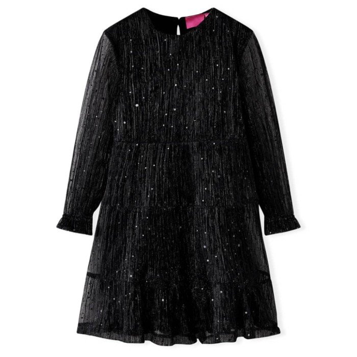 Rochie pentru copii cu m&acirc;neci lungi, negru, 140