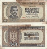 1942 (1 V), 50 dinara (P-29) - Serbia - stare XF!