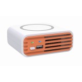 Purificator de aer, wireless, 3 in 1, orange, din abs, 10 x 10 x 4 cm, incarcare wireless si prin USB, design prietenos cu carcasa telefonului