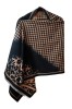 Sal din vascoza negru cu bej, print leopard si pied du coq, 195 x 65 cm, Marime universala