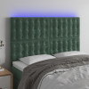 VidaXL Tăblie de pat cu LED, verde &icirc;nchis, 144x5x118/128 cm, catifea