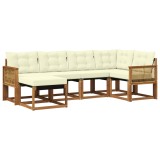 vidaXL Set de canapele de exterior cu pernă 6 pcs Natural și Crem 3382066