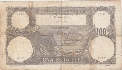 ROMANIA 100 LEI MARTIE 1931 F foto