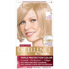 Vopsea de Par Permanenta L'Oreal Paris Excellence Creme 9, 192 ml, Blond Foarte Deschis, Vopsea L'Oreal Paris Excellence Creme 9, Vopsea de Par L'OREA