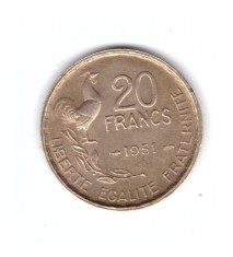 Moneda Franta 20 franci/francs 1951, stare buna, curata