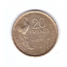 Moneda Franta 20 franci/francs 1951, stare buna, curata