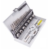 Set tarozi si filiere, M3 - M12, caseta metalica pentru transport, 32 piese, Powermat