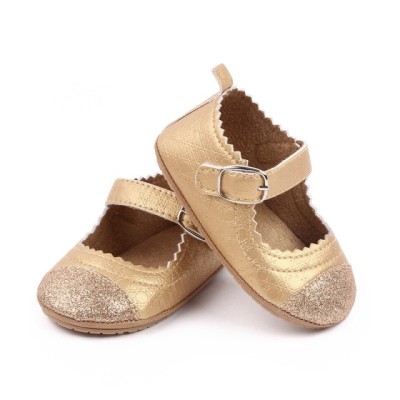 Pantofiori eleganti bebelusi din piele ecologica aurie (Marime Disponibila: 3-6 foto