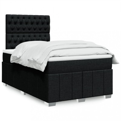 vidaXL Pat box spring cu saltea, negru, 120x200 cm, textil 3293944 foto