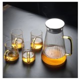 Set Ceainic - Carafa 1.3L si 4 Cani din Sticla Borosilicata, LINES