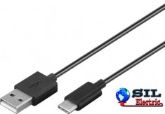 Cablu USB-C tata - USB 2.0 tata 1m negru, Goobay foto