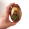 * Ou mare incondeiat, de lemn, pictat cu Iisus / Fecioara Maria cu Pruncul, 10cm, decor Pasti, vechi