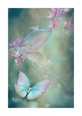 Sticker decorativ, Fluturi, Albastru, 85 cm, 6553ST foto