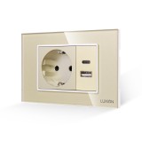 Cumpara ieftin Priza Schuko si USB A+C cu Rama din Sticla LUXION, Standard Italian, 3M SmartElectro IntelligentHouse