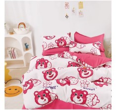 Lenjerie pat single,bumbac finet,4 piese,cearceaf cu elastic 140x200cm,cearceaf pilota 150x220cm,2 fete de perna 50x80cm-A1149