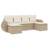 Cumpara ieftin Set canapele de gradina cu perne, 6 piese, bej, poliratan