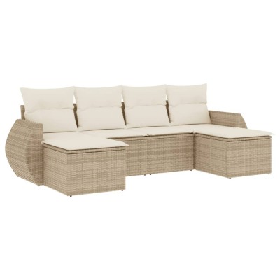 Set canapele de gradina cu perne, 6 piese, bej, poliratan foto