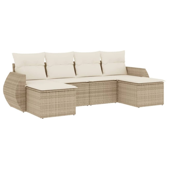 Set canapele de gradina cu perne, 6 piese, bej, poliratan