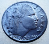 1.785 ITALIA WWII VITTORIO EMANUELE III 20 CENTESIMI 1943 R MAGNETIC, Europa