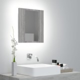 vidaXL Dulap Oglinda Baie LED Gri Sonoma 40x12x45cm Lemn, Montaj Perete, Lumina RGB