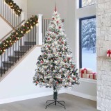 Cumpara ieftin Brad de Crăciun cu lumini decorative cu coarde Alb 300 cm PVC