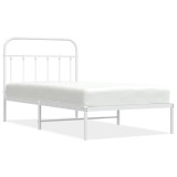 Cumpara ieftin Cadru de pat metalic cu tablie, alb, 100x190 cm