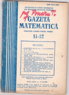 GAZETA MATEMATICA - numerele 11-12 / 1988 foto