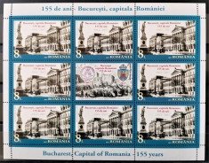ROMANIA 2017 - Bucuresti 155 ani - Minicoala de 8 timbre si vigneta - LP 2161 c foto