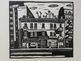 Dragos Morarescu,Calea Victoriei 134,linogravura,35x25,Bucuresti-case memorabile