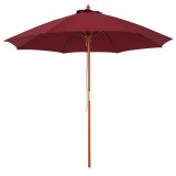 Outsunny Umbrelă de Soare pentru Grădină, din Lemn cu Acoperiș Antiv&acirc;nt, Roșie, &Oslash; 3,8 x 253 cm | Aosom Romania