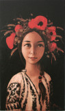 Pictura de vanzare, &#039;&#039;Vara, coronita din flori de mac&#039;&#039; , ulei panza, Portrete, Impresionism