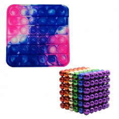 Set jocuri de indemanare, bile magnetice si pop it, multicolor foto