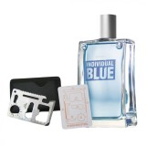 Cumpara ieftin Set apa de toaleta Individual Blue 100 ml si card multifunctional Dactylion, de supravietuire, otel inoxidabil