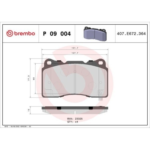 Placute frana Cadillac Ats 02.13-, Cts 03.02-12.07, Sts 09.04-12.07, Sts 09.07-12.12; Ford Mustang Convertible 09.05-, Mustang Coupe 12.04-; Honda Ci