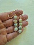 Cercei handmade wire wrapped din s&acirc;rmă de cupru și Amazonit natural, 6 cm (pietre semipretioase)