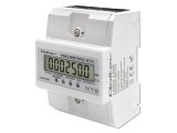 Contor digital 3-fazat QOLTEC 50992 cu afișaj LCD pentru șină DIN