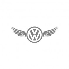 Sticker auto &amp;quot;Volkswagen cu aripi&amp;#039;&amp;#039;, 20x7 cm, Gri foto