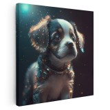 Tablou portret catel caine in spatiu 1681 Tablou canvas pe panza CU RAMA 80x80 cm