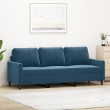 vidaXL Canapea cu 3 locuri, albastru, 180 cm, catifea 359218