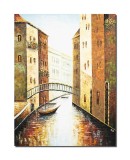 Cumpara ieftin Tablou peisaj din Venetia pictat manual 120x90cm ulei pe panza in cutit efect 3D, gata de agatat pe perete