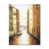Tablou peisaj din Venetia pictat manual 120x90cm ulei pe panza in cutit efect 3D, gata de agatat pe perete