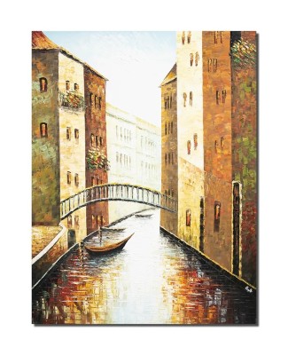 Tablou peisaj din Venetia pictat manual 120x90cm ulei pe panza in cutit efect 3D, gata de agatat pe perete foto