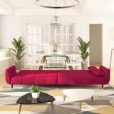 vidaXL Canapea extensibilă cu 2 locuri, 2 perne, roșu vin, catifea 337587