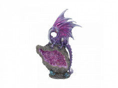 Statueta dragon violet Custodele de ametist 22 cm foto
