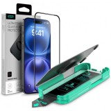 Folie de protectie Ecran ESR Armorite pentru Apple iPhone 16, Sticla Securizata, Full Glue, Neagra