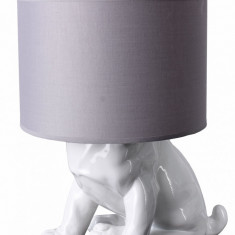 Lampa de masa cu un buldog si abajur gri deschis CW264