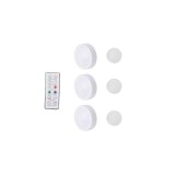 Set 3 spoturi pe baterii, montare cu adeziv, doua moduri de control, telecomanda sau apasare, dimensiuni 6.2 cm x 2.5 cm, alb