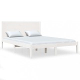 Cumpara ieftin Cadru de pat fara saltea, alb, 140x190 cm, lemn masiv de pin