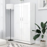 VidaXL Bibliotecă, alb extralucios, 82,5x30,5x150 cm, lemn prelucrat
